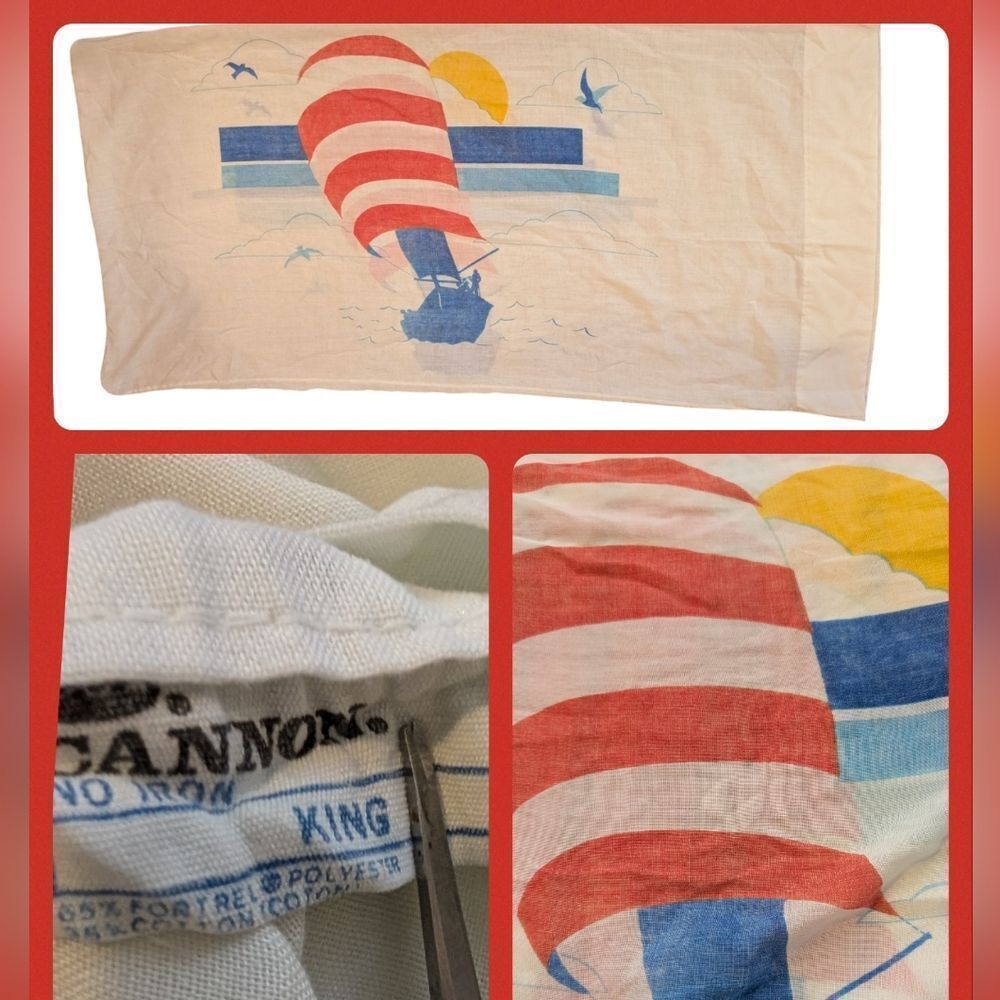 Vintage Cannon Sailboat sunset‎ king pillowcase